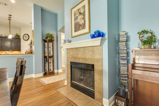 307 N Rainbow Bridge Dr, Cedar Park, TX 78613 - living room with wood-type flooring and a fireplace