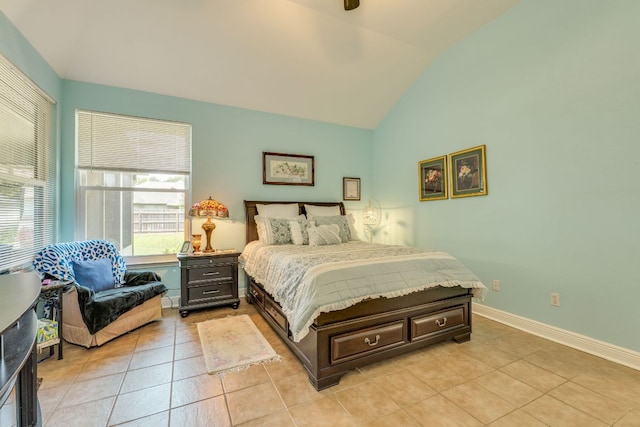 307 N Rainbow Bridge Dr, Cedar Park, TX 78613 - bedroom featuring light tile patterned floors and lofted ceiling