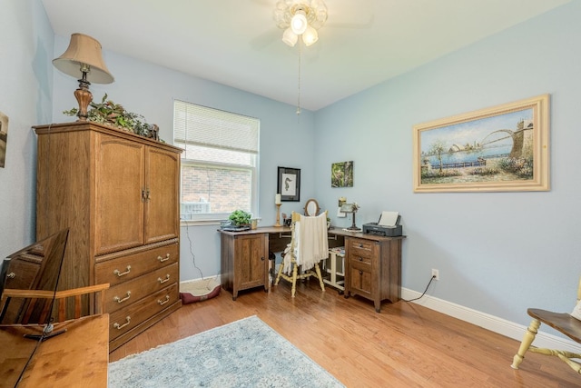 307 N Rainbow Bridge Dr, Cedar Park, TX 78613 - office area featuring ceiling fan and light wood-style flooring