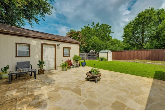 307 N Rainbow Bridge Dr, Cedar Park, TX 78613 - fenced backyard with a patio and a shed