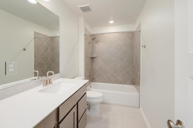 4852 Mozzafiato Ln, Round Rock, TX 78665 - bathroom featuring vanity, tile patterned floors, and washtub / shower combination