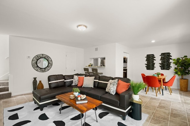 6718 Silvermine Dr Unit 802, Austin, TX 78736 - living room featuring stairs and light tile patterned flooring