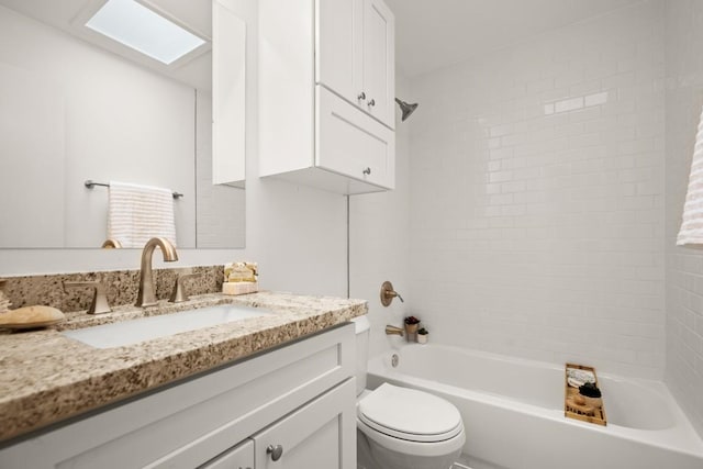 6718 Silvermine Dr Unit 802, Austin, TX 78736 - full bathroom featuring vanity,  shower combination, and a skylight