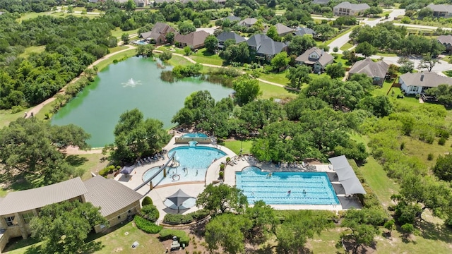 128 Big Sky Cv, Austin, TX 78737 - bird's eye view of a pool area and a large body of water