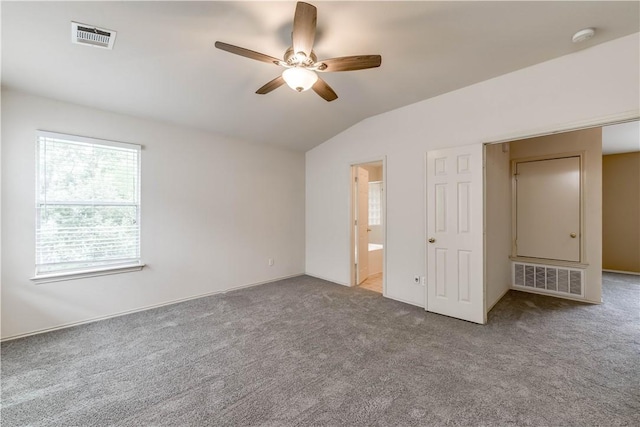 2306 Wilma Rudolph Rd, Austin, TX 78748 - unfurnished bedroom featuring carpet flooring, vaulted ceiling, ensuite bathroom, and a ceiling fan