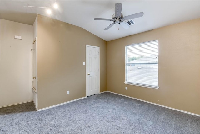 2306 Wilma Rudolph Rd, Austin, TX 78748 - empty room with a ceiling fan, carpet floors, and lofted ceiling