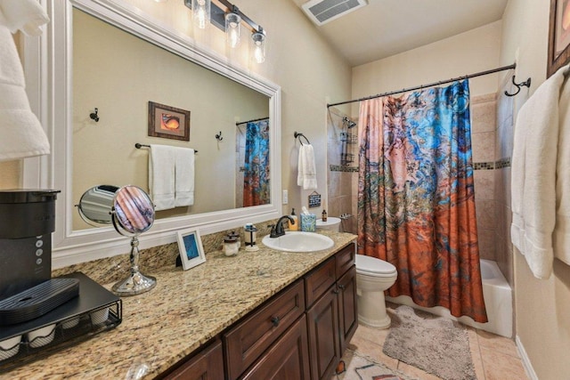 157 Old Firetower Rd, Bastrop, TX 78602 - full bathroom with vanity, shower / bathtub combination with curtain, and tile patterned flooring