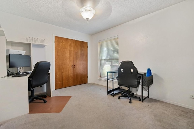 4001 Granada Dr, Georgetown, TX 78628 - carpeted office space with a textured ceiling and a ceiling fan