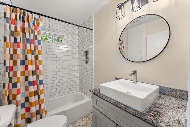 1215 Bois Darc St, Lockhart, TX 78644 - bathroom with vanity and shower / tub combo with curtain