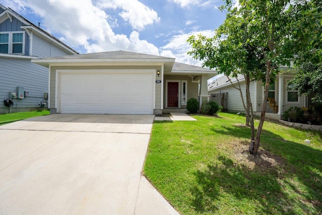 5865 Urbano Bnd, Round Rock, TX 78665 - view of front of house featuring concrete driveway, a front lawn, and an attached garage