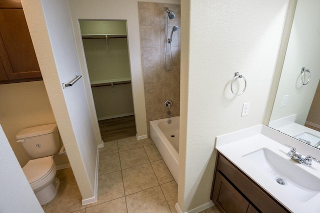 5865 Urbano Bnd, Round Rock, TX 78665 - full bath featuring vanity, bathing tub / shower combination, tile patterned flooring, and a spacious closet