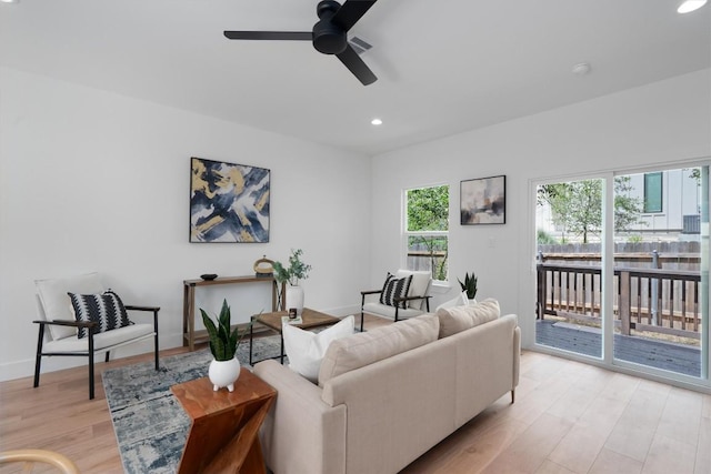 5304 Samuel Huston Ave Unit B, Austin, TX 78721 - living area with light wood-type flooring, recessed lighting, and a ceiling fan