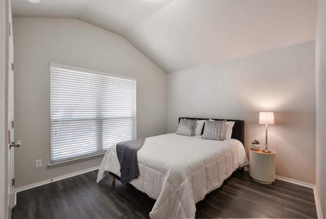 21510 Paine Ave, Lago Vista, TX 78645 - bedroom with lofted ceiling and wood finished floors