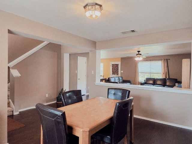 203 Pheasant Trl, Bastrop, TX 78602 - dining space with stairway and ceiling fan