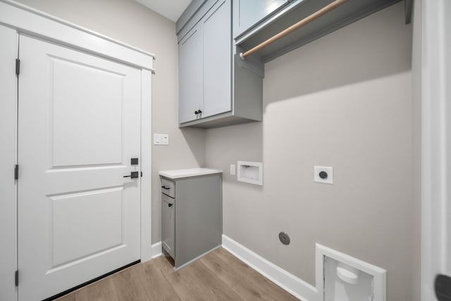 122 Buffalo Ridge Rd, Giddings, TX 78942 - laundry room with light wood-style flooring, electric dryer hookup, cabinet space, and washer hookup