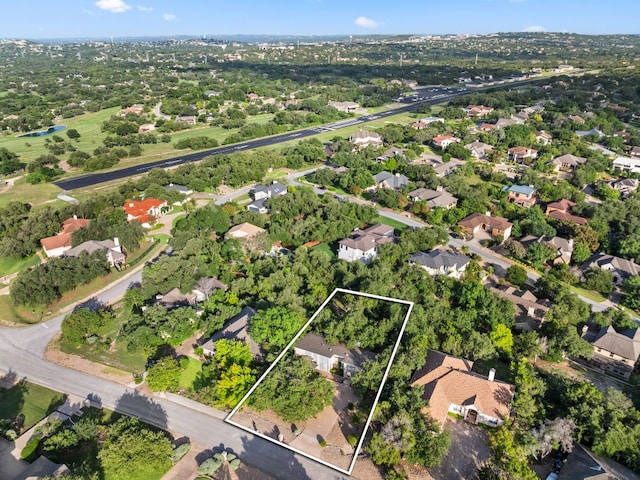 605 Flamingo Blvd, Lakeway, TX 78734 - aerial perspective of suburban area featuring property boundaries highlighted
