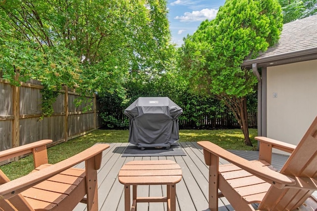 2207 Shoalmont Dr, Austin, TX 78756 - wooden deck featuring a fenced backyard and grilling area