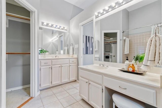 2207 Shoalmont Dr, Austin, TX 78756 - full bath with vanity, tile patterned flooring, and a shower with shower curtain