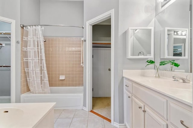 2207 Shoalmont Dr, Austin, TX 78756 - bathroom with vanity, tile patterned flooring, and shower / bath combo with shower curtain