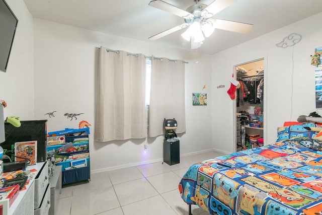 1106 Saucedo St, Austin, TX 78721 - bedroom with light tile patterned flooring and a ceiling fan