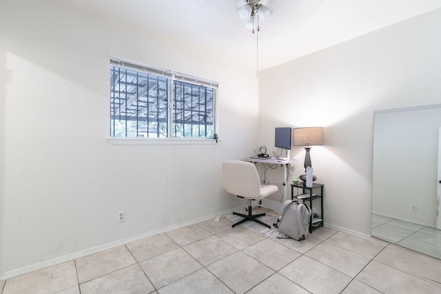 1106 Saucedo St, Austin, TX 78721 - office with tile patterned floors and a ceiling fan