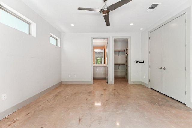 2004 Pennsylvania Ave Unit A, Austin, TX 78702 - unfurnished bedroom with concrete floors, recessed lighting, and ceiling fan
