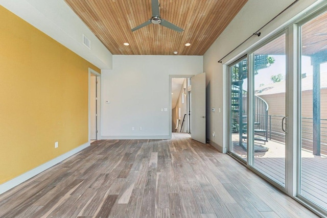 2004 Pennsylvania Ave Unit A, Austin, TX 78702 - unfurnished room with wood ceiling, a ceiling fan, wood finished floors, and recessed lighting