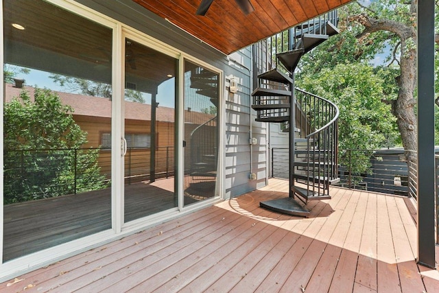 2004 Pennsylvania Ave Unit A, Austin, TX 78702 - deck with stairs and a ceiling fan