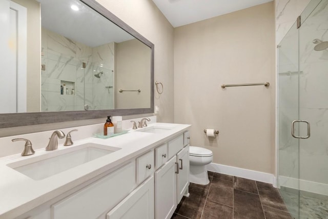 1332 Brescia Walk, Leander, TX 78641 - full bathroom with a marble finish shower and double vanity