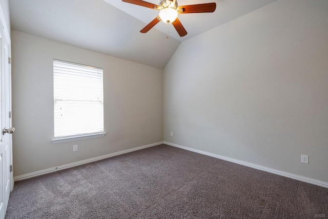 21016 Abigail Way, Pflugerville, TX 78660 - carpeted empty room featuring vaulted ceiling and ceiling fan