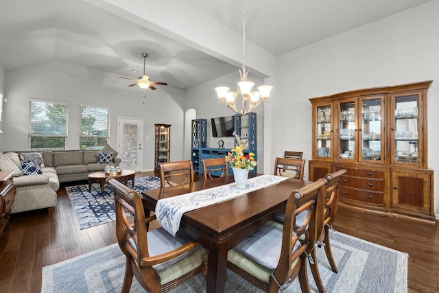 232 Mandana St, Leander, TX 78641 - dining room featuring a chandelier, dark wood-style flooring, and a ceiling fan