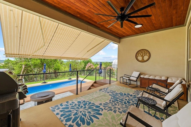 1329 Siena Sunset Rd, Leander, TX 78641 - patio / terrace featuring a ceiling fan and area for grilling