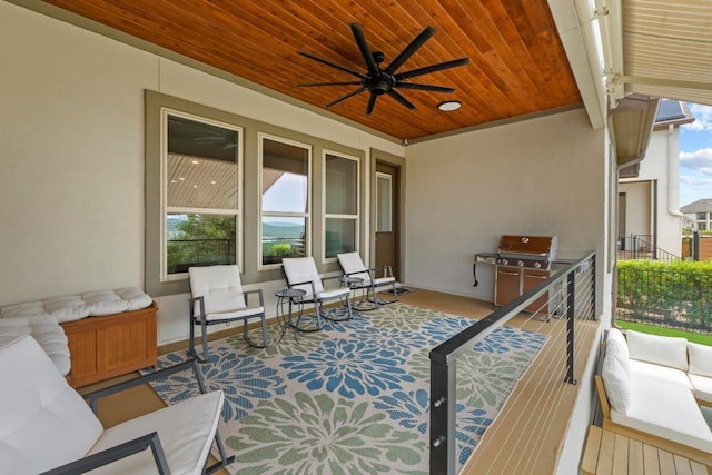 1329 Siena Sunset Rd, Leander, TX 78641 - view of patio with a ceiling fan, area for grilling, and outdoor lounge area