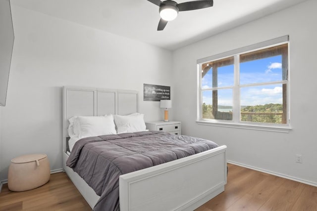 18113 Travis Dr, Lago Vista, TX 78645 - bedroom featuring wood finished floors and a ceiling fan