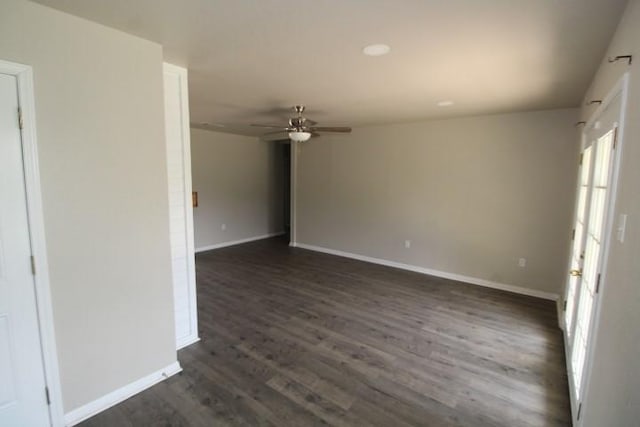 1109 W Lincoln Ave, Copperas Cove, TX 76522 - spare room featuring ceiling fan and dark wood-style flooring