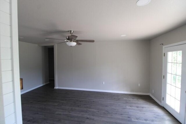 1109 W Lincoln Ave, Copperas Cove, TX 76522 - unfurnished room with a ceiling fan and dark wood-type flooring