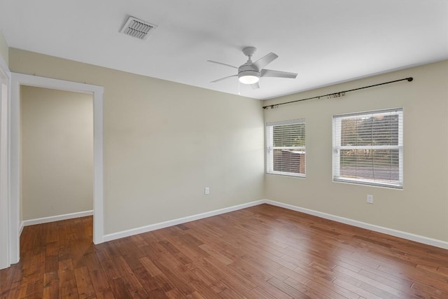6202 Hillston Dr, Austin, TX 78745 - spare room featuring ceiling fan and hardwood / wood-style floors