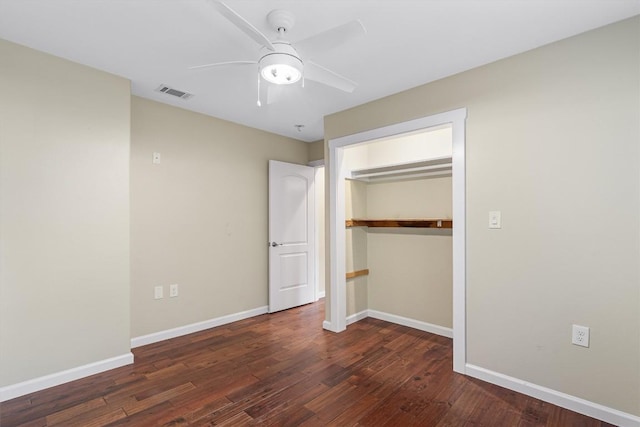 6202 Hillston Dr, Austin, TX 78745 - unfurnished bedroom featuring wood finished floors, a closet, and a ceiling fan