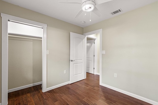 6202 Hillston Dr, Austin, TX 78745 - unfurnished bedroom featuring wood finished floors, a ceiling fan, and a closet