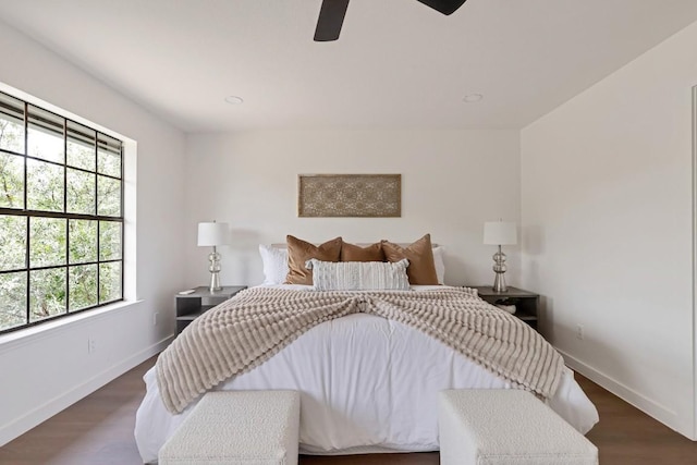 13265 Kerrville Folkway Dr, Austin, TX 78729 - bedroom with a ceiling fan and wood finished floors