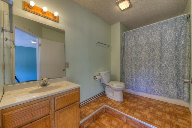 1811 Lone Oak Dr, Leander, TX 78641 - full bathroom with a textured ceiling, vanity, and shower / tub combo with curtain