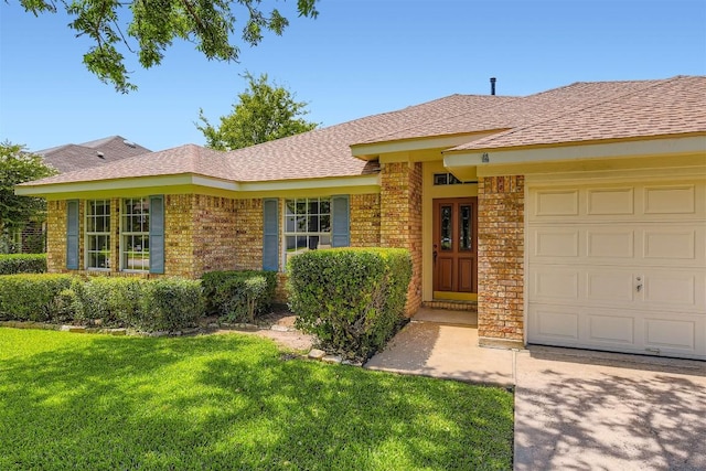 1108 Red Ranch Cir, Cedar Park, TX 78613 - single story home with a front lawn, a garage, brick siding, and a shingled roof