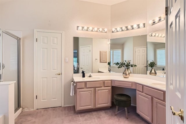 1108 Red Ranch Cir, Cedar Park, TX 78613 - bathroom featuring a shower stall and double vanity
