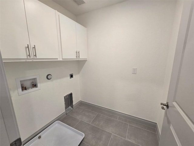 2105 Tiger Trl Unit 702, Round Rock, TX 78664 - laundry area with cabinet space, washer hookup, dark tile patterned floors, hookup for a gas dryer, and electric dryer hookup