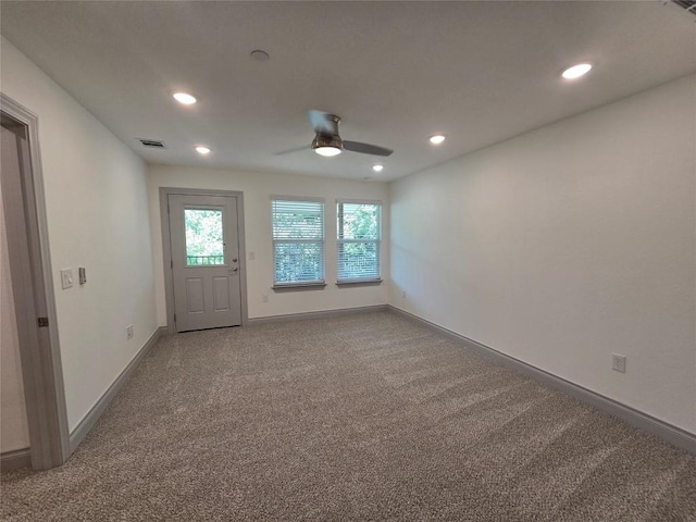 2105 Tiger Trl Unit 702, Round Rock, TX 78664 - carpeted empty room with ceiling fan and recessed lighting