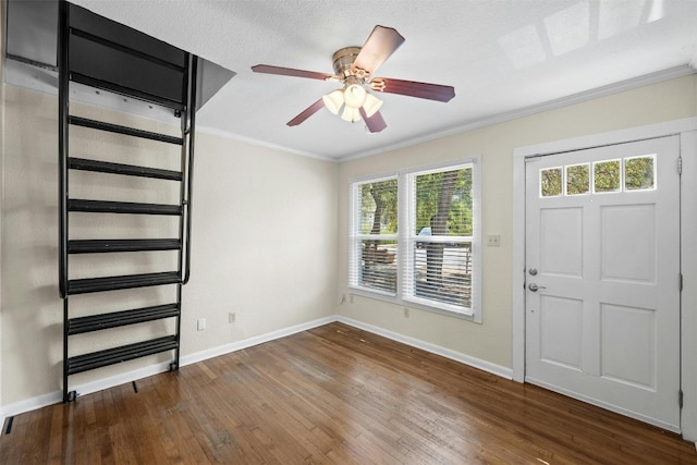 1110 W 22nd St Unit 1, Austin, TX 78705 - entryway featuring ornamental molding, wood finished floors, and a ceiling fan