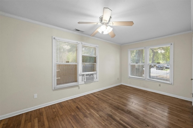 1110 W 22nd St Unit 1, Austin, TX 78705 - unfurnished room featuring ornamental molding, healthy amount of natural light, cooling unit, and wood finished floors