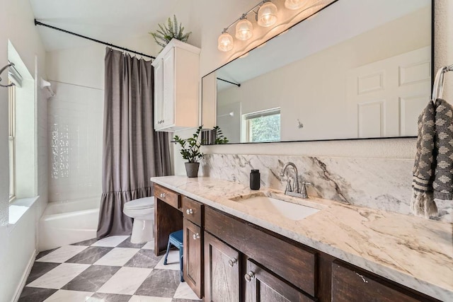 8132 Breeze Way, Jonestown, TX 78645 - bathroom featuring vanity, shower / bath combo, and backsplash