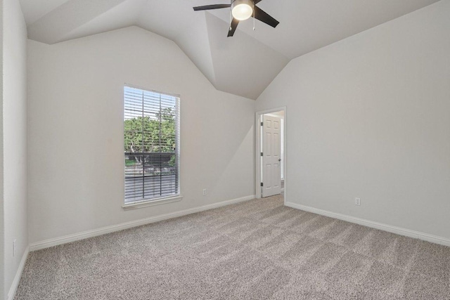 11421 Dona Villa Dr, Austin, TX 78726 - spare room with ceiling fan, lofted ceiling, and light carpet