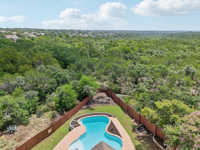 11421 Dona Villa Dr, Austin, TX 78726 - view of swimming pool featuring a forest view and a fenced backyard